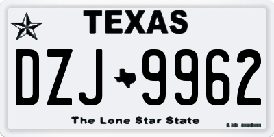 TX license plate DZJ9962
