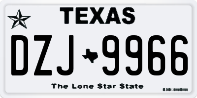 TX license plate DZJ9966