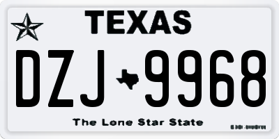 TX license plate DZJ9968