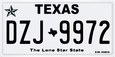 TX license plate DZJ9972