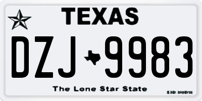 TX license plate DZJ9983