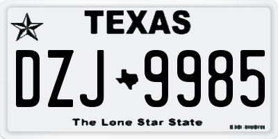 TX license plate DZJ9985