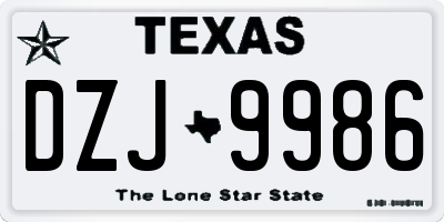 TX license plate DZJ9986