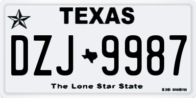 TX license plate DZJ9987