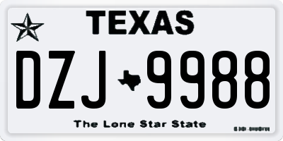 TX license plate DZJ9988