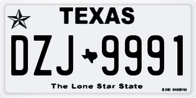 TX license plate DZJ9991