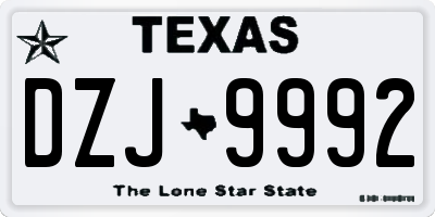 TX license plate DZJ9992