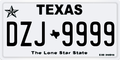 TX license plate DZJ9999