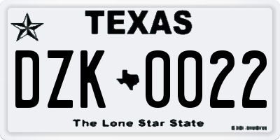 TX license plate DZK0022