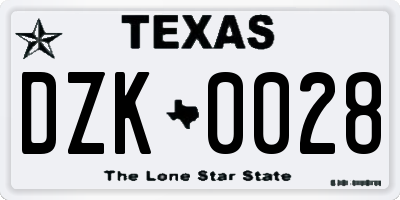 TX license plate DZK0028