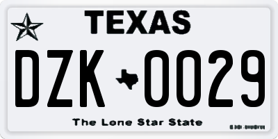 TX license plate DZK0029