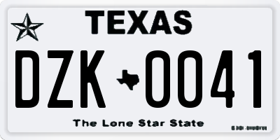 TX license plate DZK0041