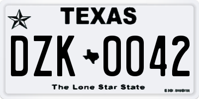 TX license plate DZK0042