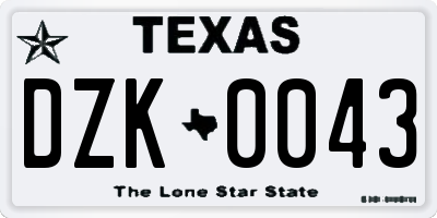 TX license plate DZK0043