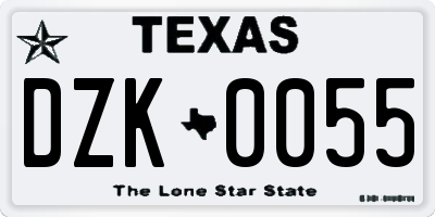 TX license plate DZK0055