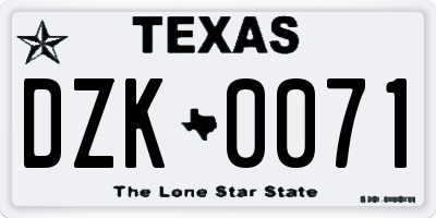 TX license plate DZK0071