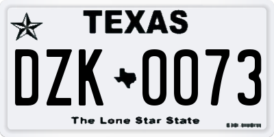 TX license plate DZK0073