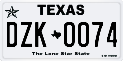 TX license plate DZK0074