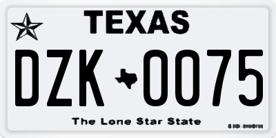 TX license plate DZK0075