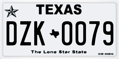 TX license plate DZK0079