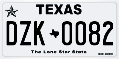 TX license plate DZK0082
