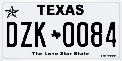 TX license plate DZK0084