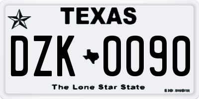 TX license plate DZK0090