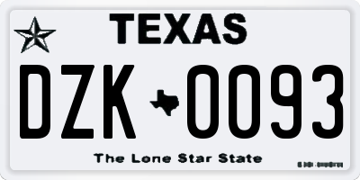 TX license plate DZK0093