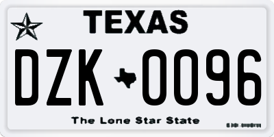 TX license plate DZK0096
