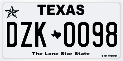 TX license plate DZK0098