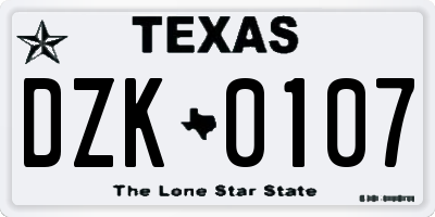TX license plate DZK0107