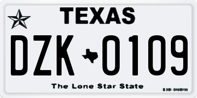 TX license plate DZK0109