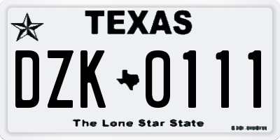 TX license plate DZK0111