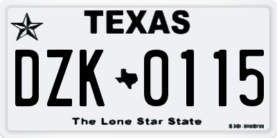 TX license plate DZK0115