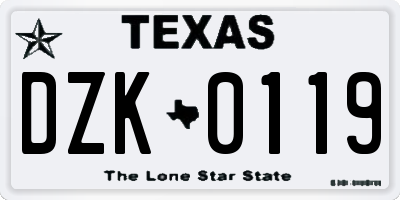 TX license plate DZK0119