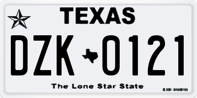 TX license plate DZK0121