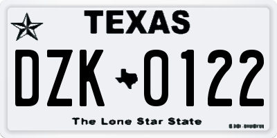 TX license plate DZK0122