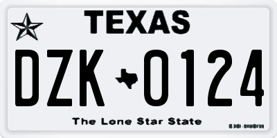 TX license plate DZK0124