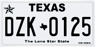 TX license plate DZK0125