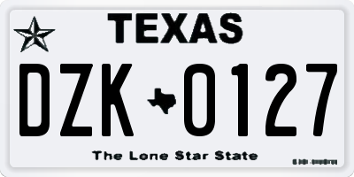TX license plate DZK0127
