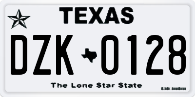TX license plate DZK0128