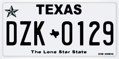 TX license plate DZK0129