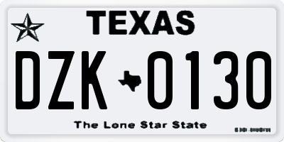 TX license plate DZK0130