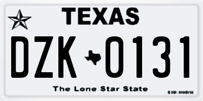 TX license plate DZK0131