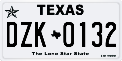 TX license plate DZK0132