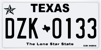 TX license plate DZK0133