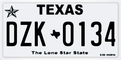 TX license plate DZK0134