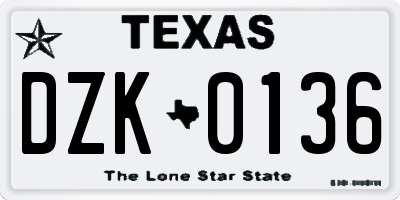 TX license plate DZK0136