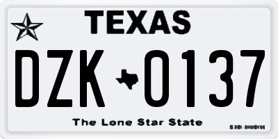 TX license plate DZK0137