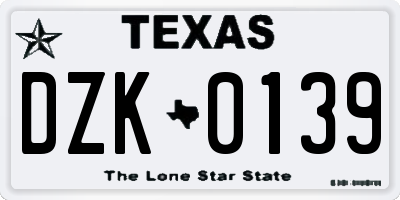 TX license plate DZK0139